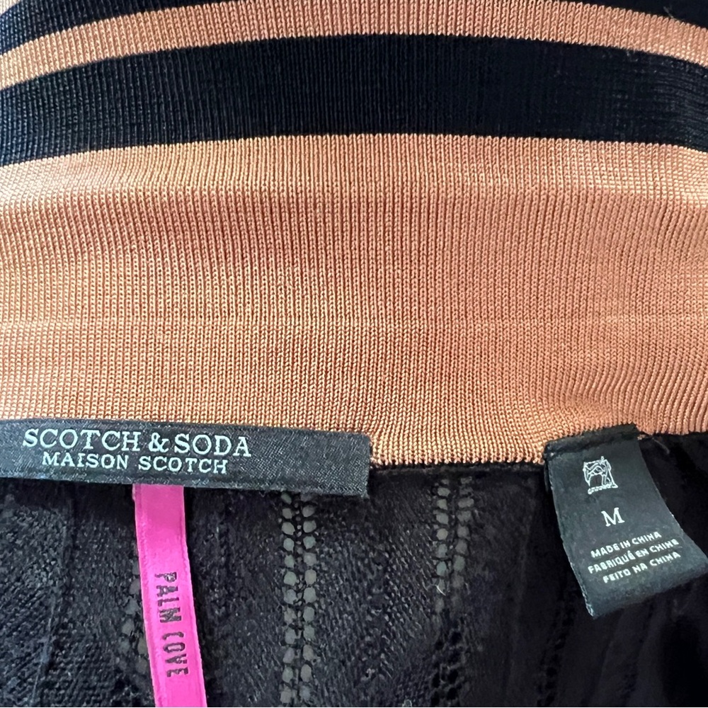 Scotch & Soda palm love black and orange knitted polo shirt. - Picture 5 of 7